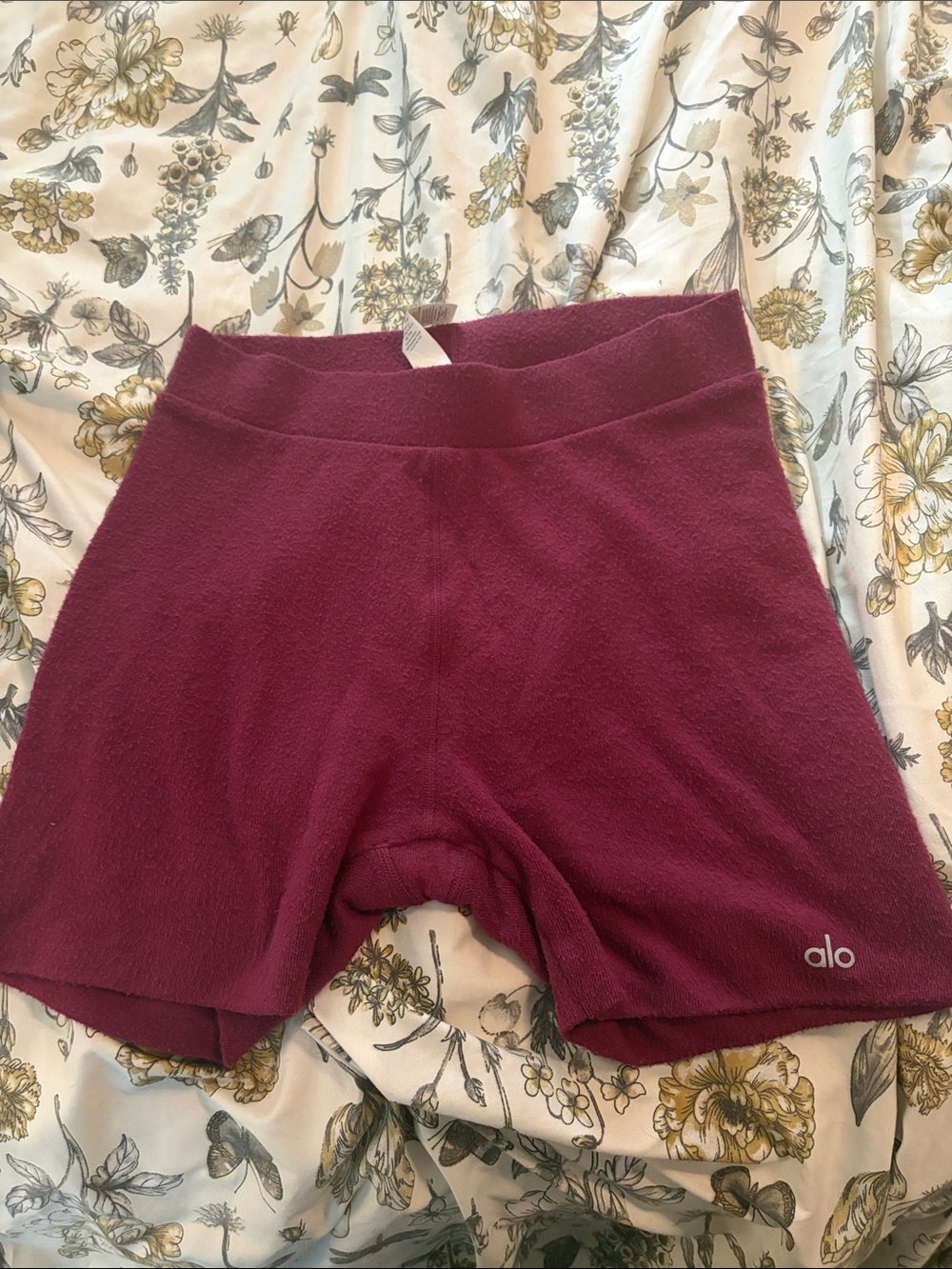 ALO Yoga Women’s Plush Burgundy Bike Shorts
